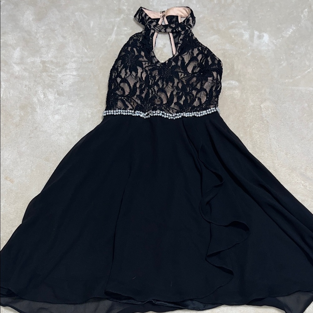 City Studio Black and Nude Lace Dress
